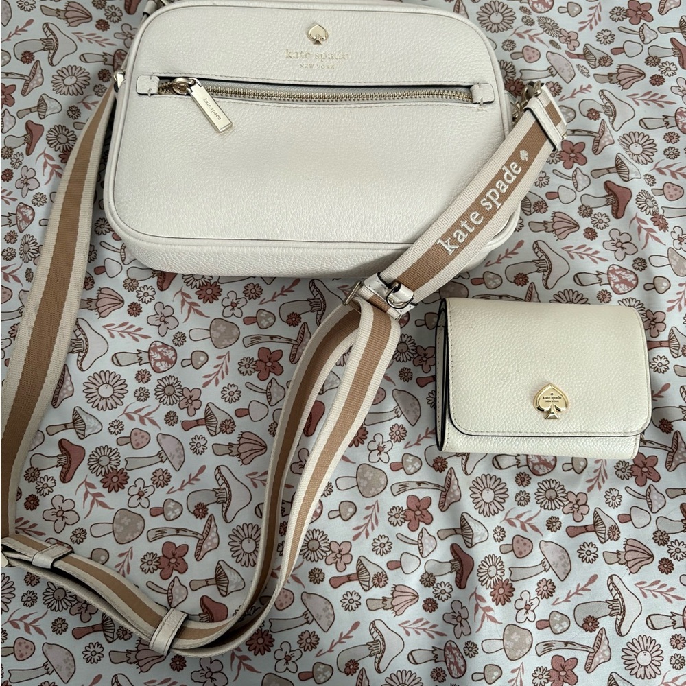Kate Spade White and Tan Crossbody Bag Set